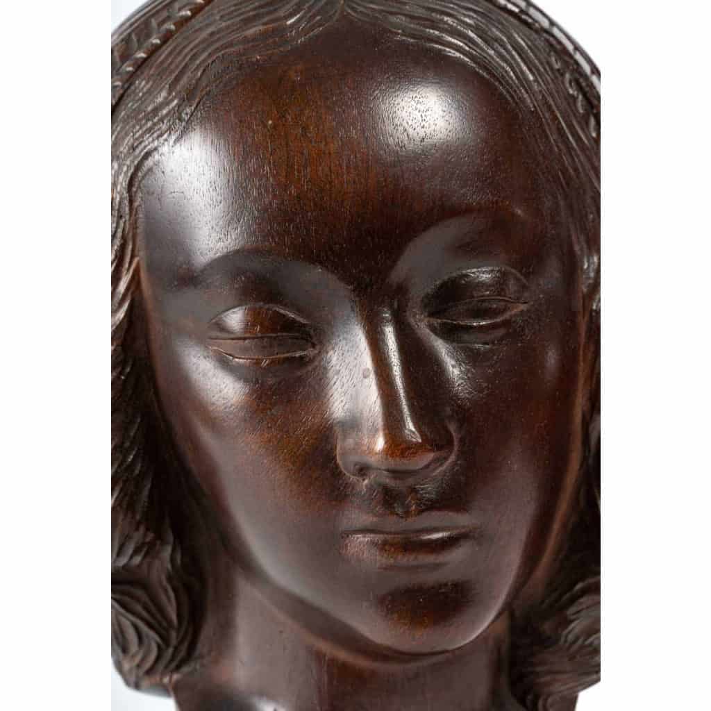 Tête d’une Femme, Sculpture en Bois, Art Déco, 1930. | Biron Tête d'une Femme, Sculpture en Bois, Art Déco, 1930.