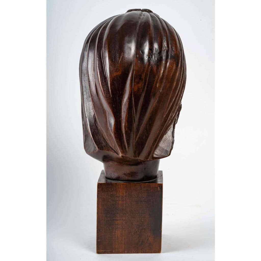 Tête d’une Femme, Sculpture en Bois, Art Déco, 1930. | Biron Tête d'une Femme, Sculpture en Bois, Art Déco, 1930.