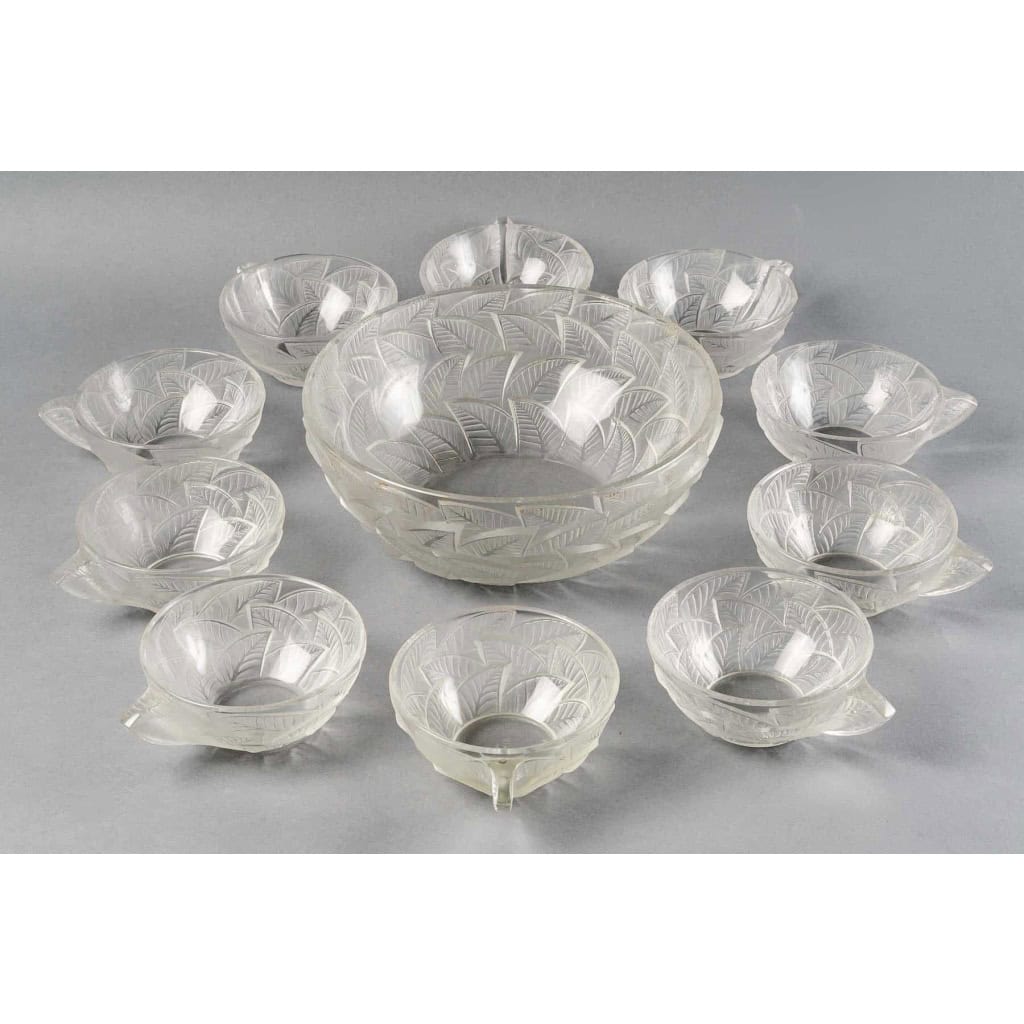 Service « Ormeaux » verre blanc de René LALIQUE – 11 Pièces | Biron ||||||||||