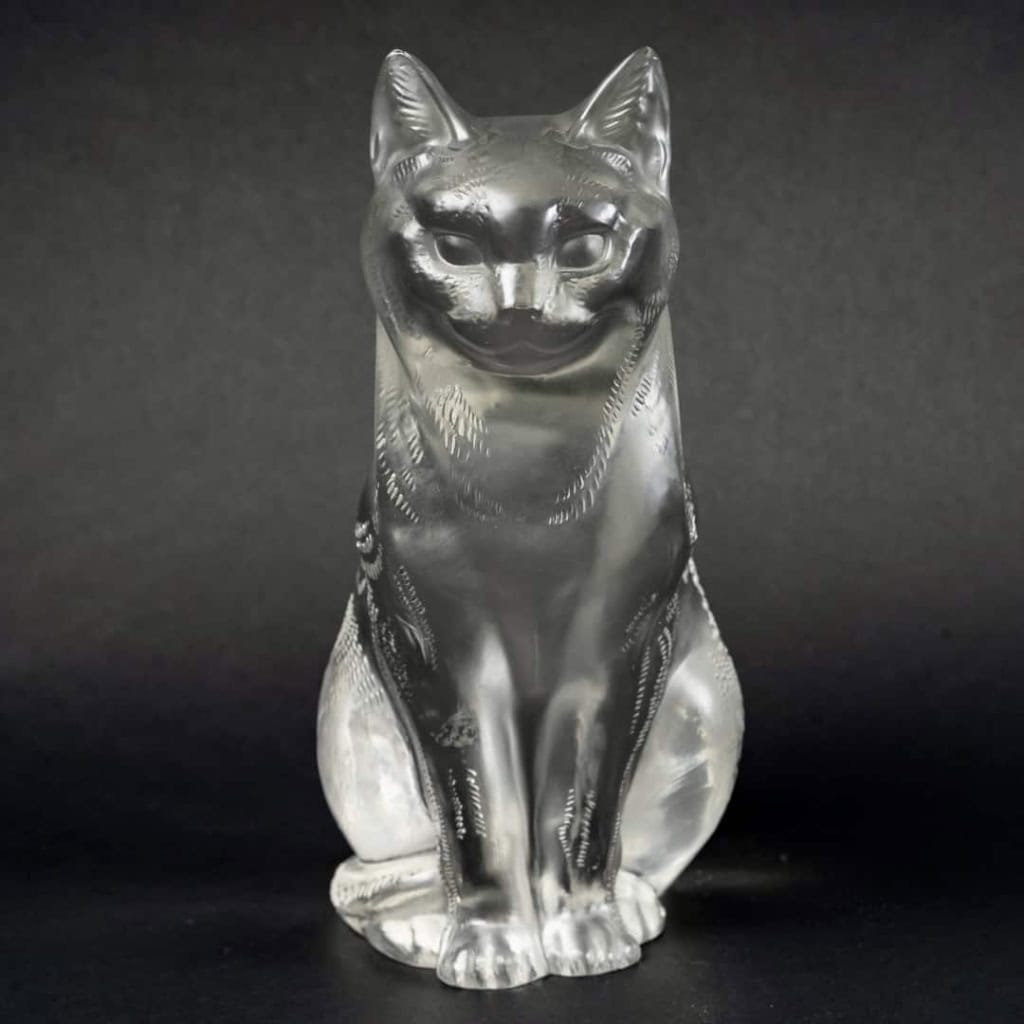 Statuette « Chat Assis » verre blanc de René LALIQUE | Biron |||||||||