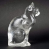 Statuette « Chat Assis » verre blanc de René LALIQUE | Biron Statuette "Chat Assis" verre blanc de René LALIQUE