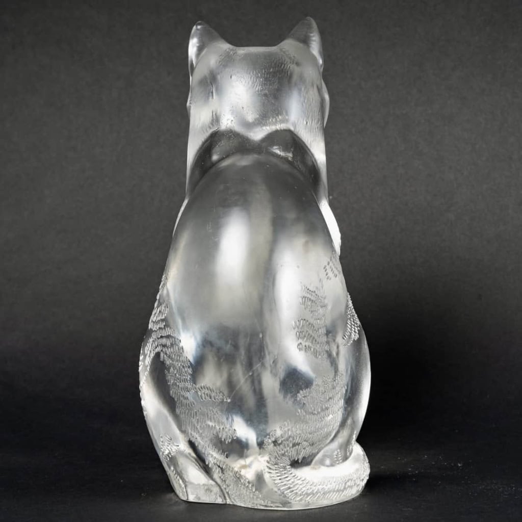 Statuette « Chat Assis » verre blanc de René LALIQUE | Biron Statuette "Chat Assis" verre blanc de René LALIQUE