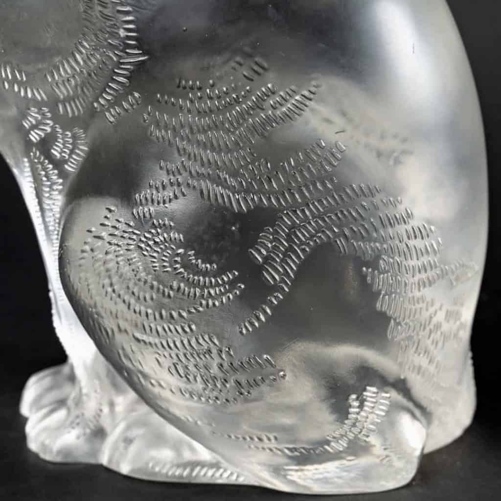 Statuette « Chat Assis » verre blanc de René LALIQUE | Biron Statuette "Chat Assis" verre blanc de René LALIQUE