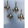 1950/70′ Série De 4 Appliques en Bronze Doré Avec Miroir Convexe Signée Petitot | Biron |||||||||||||||