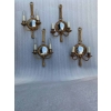 1950/70′ Série De 4 Appliques en Bronze Doré Avec Miroir Convexe Signée Petitot | Biron 1950/70′ Série De 4 Appliques en Bronze Doré Avec Miroir Convexe Signée Petitot