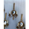 1950/70′ Série De 4 Appliques en Bronze Doré Avec Miroir Convexe Signée Petitot | Biron 1950/70′ Série De 4 Appliques en Bronze Doré Avec Miroir Convexe Signée Petitot