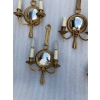 1950/70′ Série De 4 Appliques en Bronze Doré Avec Miroir Convexe Signée Petitot | Biron 1950/70′ Série De 4 Appliques en Bronze Doré Avec Miroir Convexe Signée Petitot