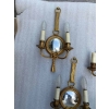 1950/70′ Série De 4 Appliques en Bronze Doré Avec Miroir Convexe Signée Petitot | Biron 1950/70′ Série De 4 Appliques en Bronze Doré Avec Miroir Convexe Signée Petitot