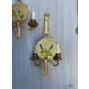 1950/70′ Série De 4 Appliques en Bronze Doré Avec Miroir Convexe Signée Petitot | Biron 1950/70′ Série De 4 Appliques en Bronze Doré Avec Miroir Convexe Signée Petitot