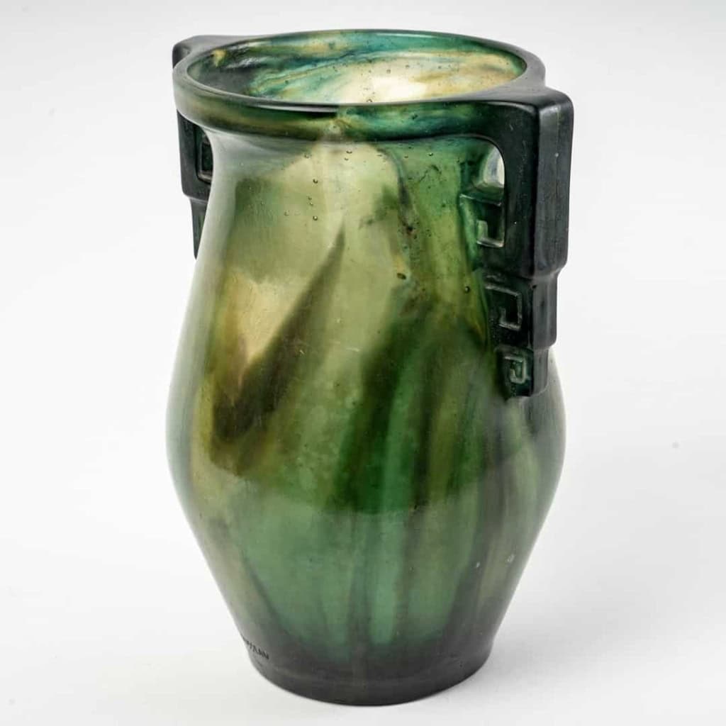 Vase « Anses Géométriques » pâte de verre de Gabriel ARGY-ROUSSEAU | Biron Vase "Anses Géométriques" pâte de verre de Gabriel ARGY-ROUSSEAU