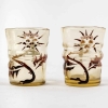 Deux verres à saké – liqueur « Chardons » verre jaune à décor de chardons émaillés d’Emile GALLE | Biron ||||||