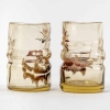 Deux verres à saké – liqueur « Chardons » verre jaune à décor de chardons émaillés d’Emile GALLE | Biron Deux verres à saké - liqueur "Chardons" verre jaune à décor de chardons émaillés d'Emile GALLE
