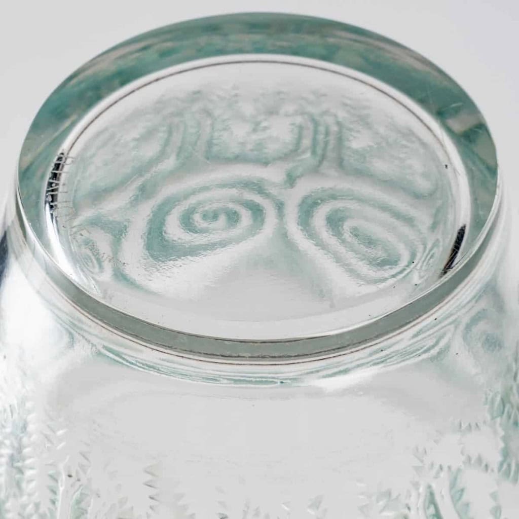 Vase « Rennes » verre blanc patiné turquoise de René LALIQUE | Biron Vase "Rennes" verre blanc patiné turquoise de René LALIQUE