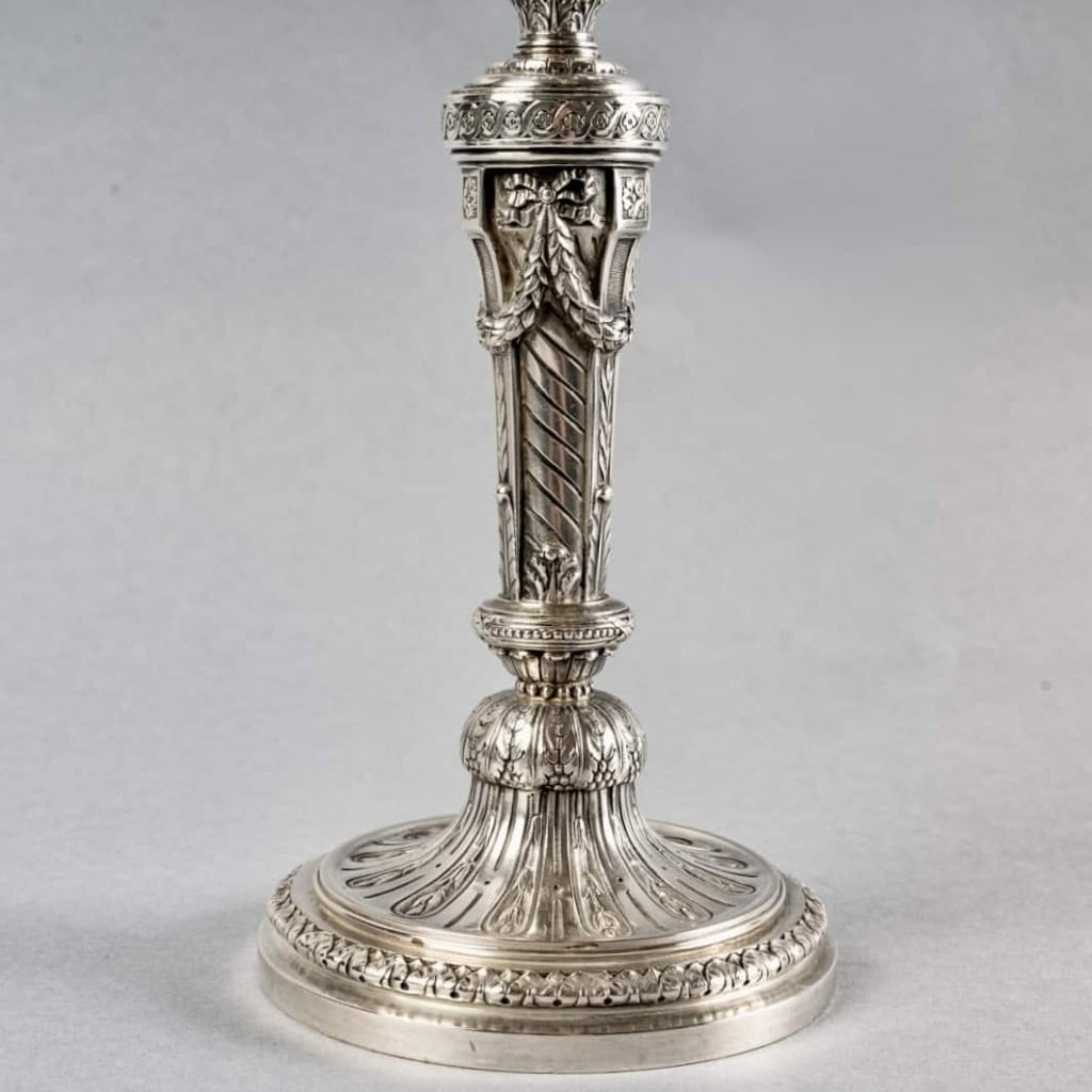 Paire de Candélabres Bougeoirs "Serpents dans les Feuillages" argent massif de WOLFERS