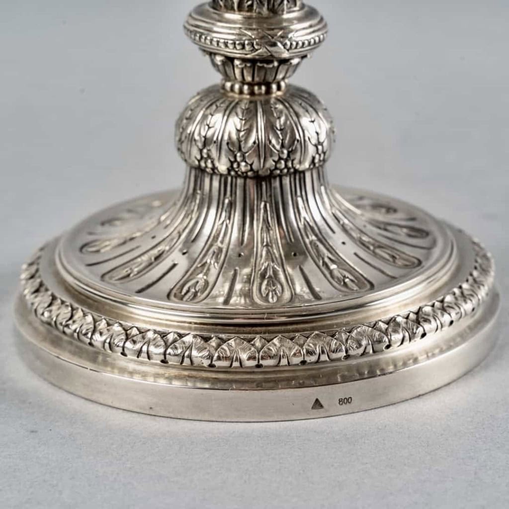 Paire de Candélabres Bougeoirs "Serpents dans les Feuillages" argent massif de WOLFERS