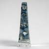 Cachet « Perruches » verre blanc patiné bleu de René LALIQUE | Biron Cachet "Perruches" verre blanc patiné bleu de René LALIQUE