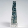 Cachet « Perruches » verre blanc patiné bleu de René LALIQUE | Biron Cachet "Perruches" verre blanc patiné bleu de René LALIQUE