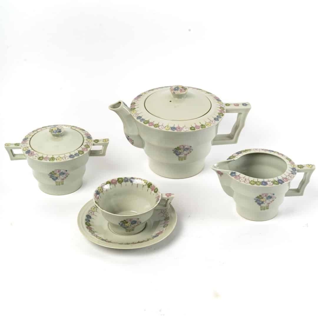 Service à Thé – Café « Fleurettes » porcelaine céladon de Suzanne LALIQUE pour Haviland | Biron Service à Thé - Café "Fleurettes" porcelaine céladon de Suzanne LALIQUE pour Haviland