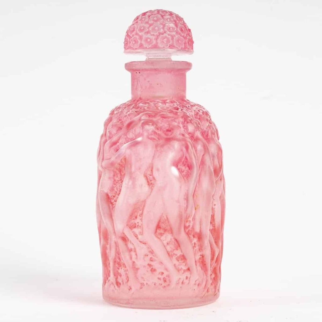 Flacon « Calendal » verre blanc patiné rose de René LALIQUE pour Molinard | Biron Flacon "Calendal" verre blanc patiné rose de René LALIQUE pour Molinard