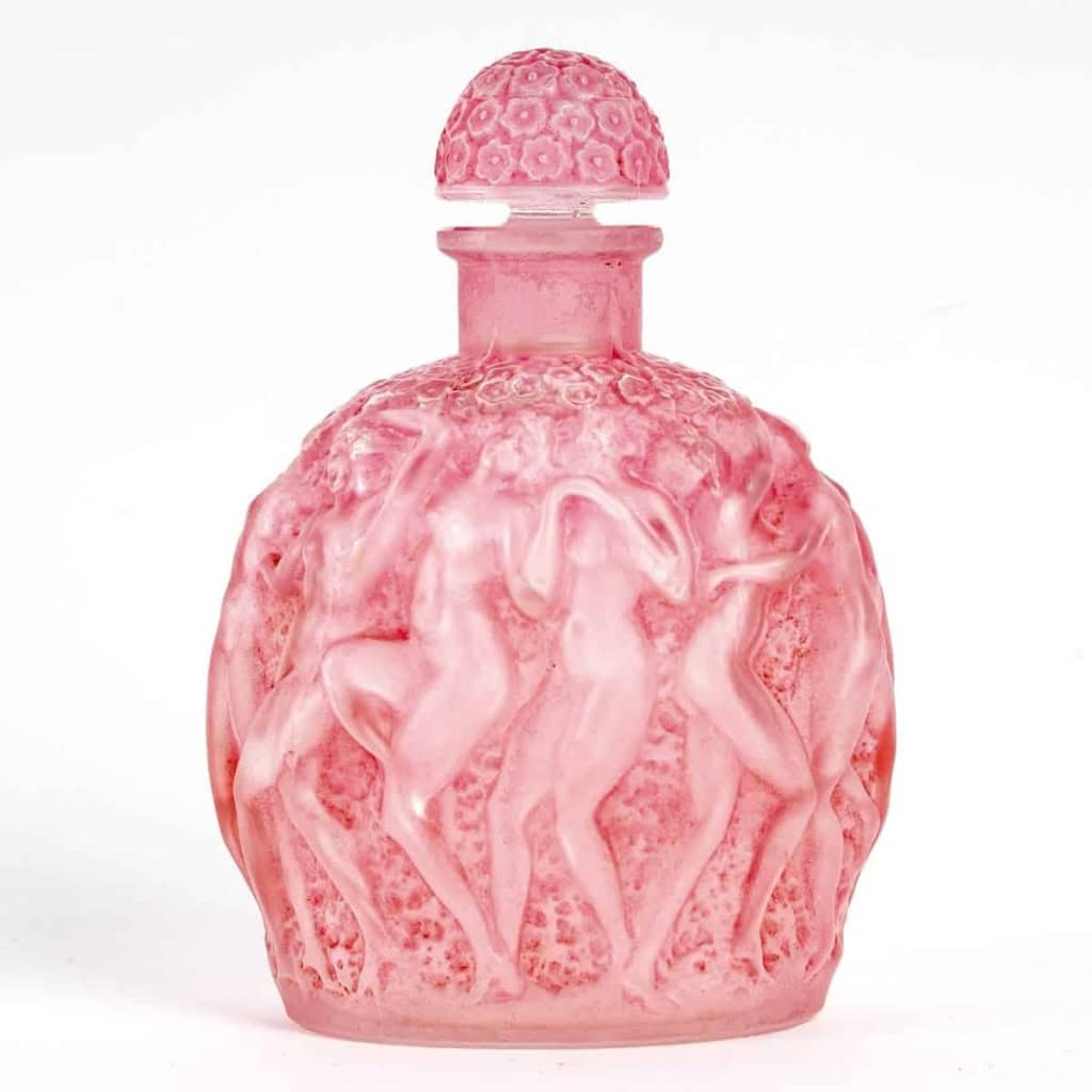 Flacon « Calendal » verre blanc patiné rose de René LALIQUE pour Molinard | Biron Flacon "Calendal" verre blanc patiné rose de René LALIQUE pour Molinard