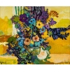 Peinture "Nature morte au vase de fleurs et raisins" de Pierre Grisot (1911-1995)