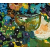 Peinture "Nature morte au vase de fleurs et raisins" de Pierre Grisot (1911-1995)