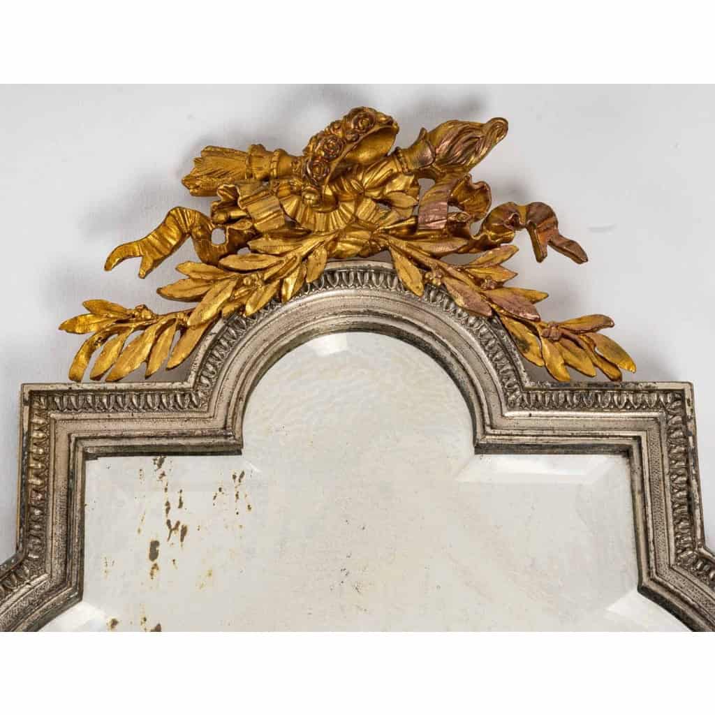 Paire d’appliques en bronze doré et argenté fin XIXème siècle | Biron Paire d'appliques en bronze doré et argenté fin XIXème siècle