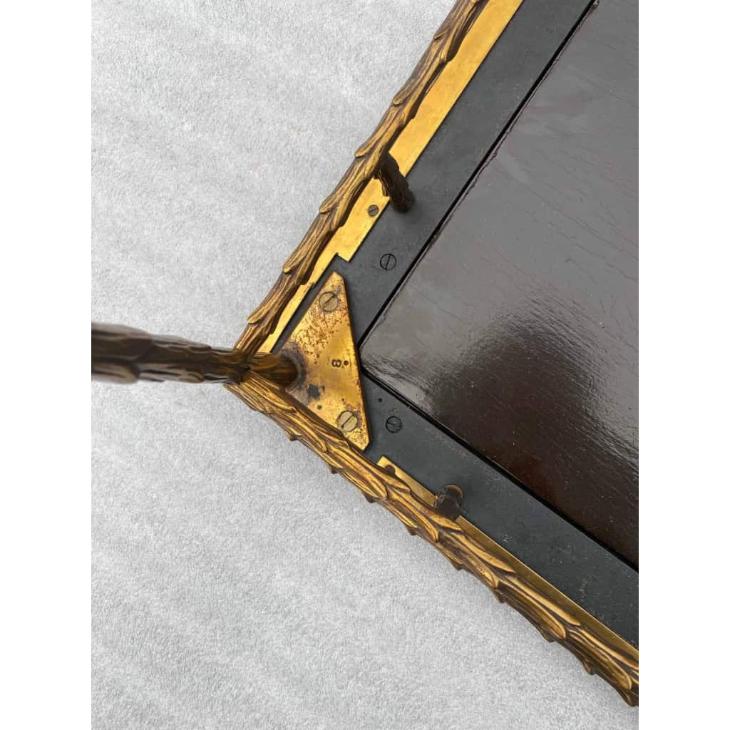1970′ Table Basse Bronze Modèle Palmier Maison Baguès Ou Charles Laque De Chine 105 x 47 x H 42 cm