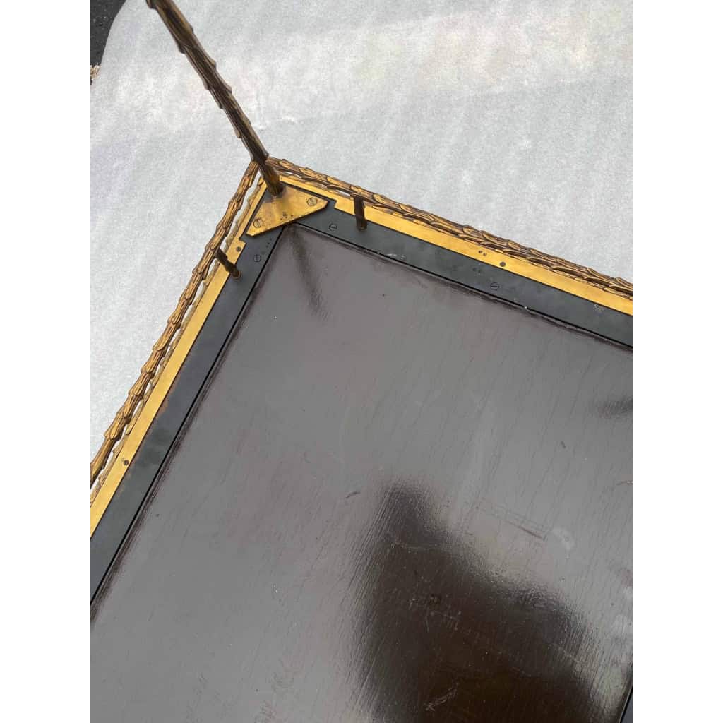 1970′ Table Basse Bronze Modèle Palmier Maison Baguès Ou Charles Laque De Chine 105 x 47 x H 42 cm