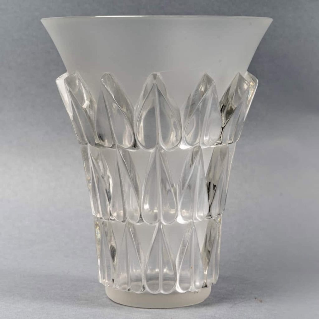 Vase « Feuilles » verre blanc de René LALIQUE | Biron ||||||