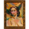 Portrait sur panneau en bois, 1930, Art Déco | Biron ||||||