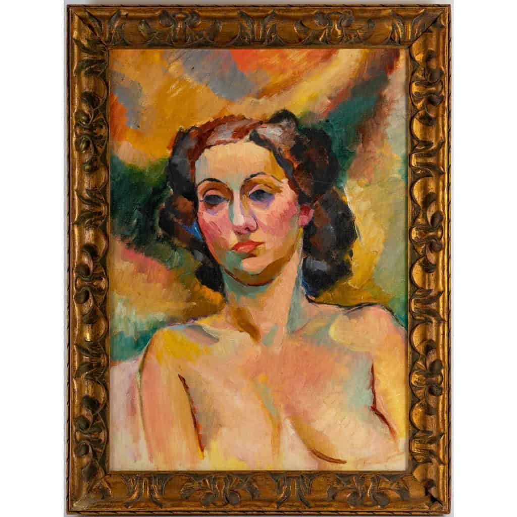 Portrait sur panneau en bois, 1930, Art Déco | Biron ||||||