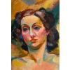 Portrait sur panneau en bois, 1930, Art Déco | Biron Portrait sur panneau en bois, 1930, Art Déco