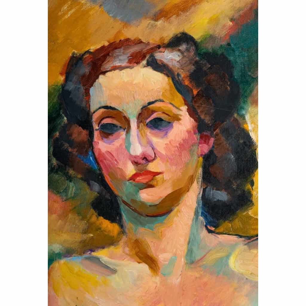 Portrait sur panneau en bois, 1930, Art Déco | Biron Portrait sur panneau en bois, 1930, Art Déco