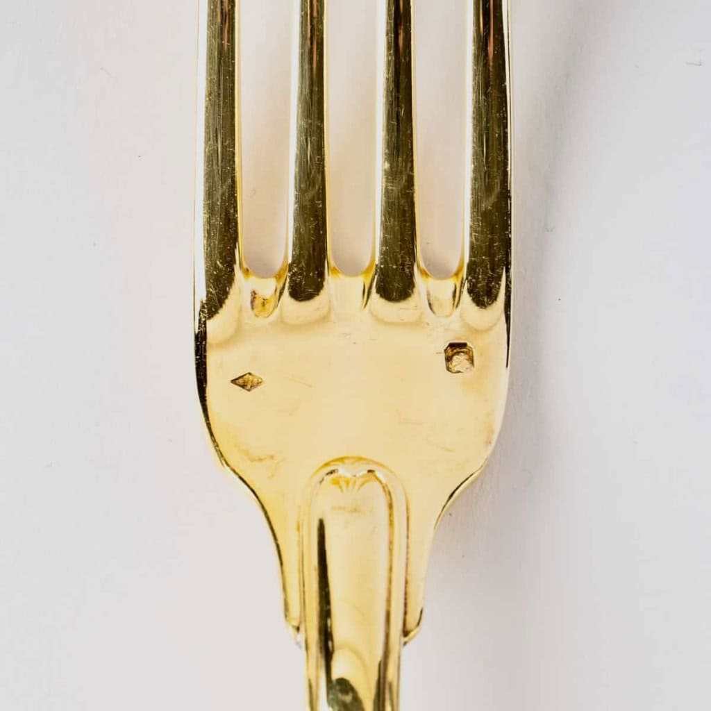 Ménagère « Elysée » vermeil (argent massif 950/1000ème plaqué or) de PUIFORCAT – 70 Pièces | Biron Ménagère "Elysée" vermeil (argent massif 950/1000ème plaqué or) de PUIFORCAT - 70 Pièces
