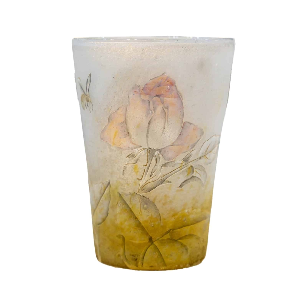 Daum vase émaillé rose et abeille | Biron ||||||