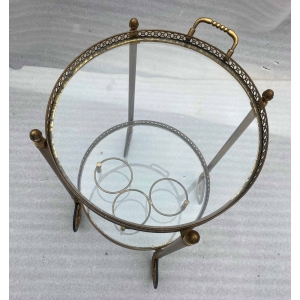 1950/70 Desserte Roulante Ronde Maison Bagués En Bronze Doré