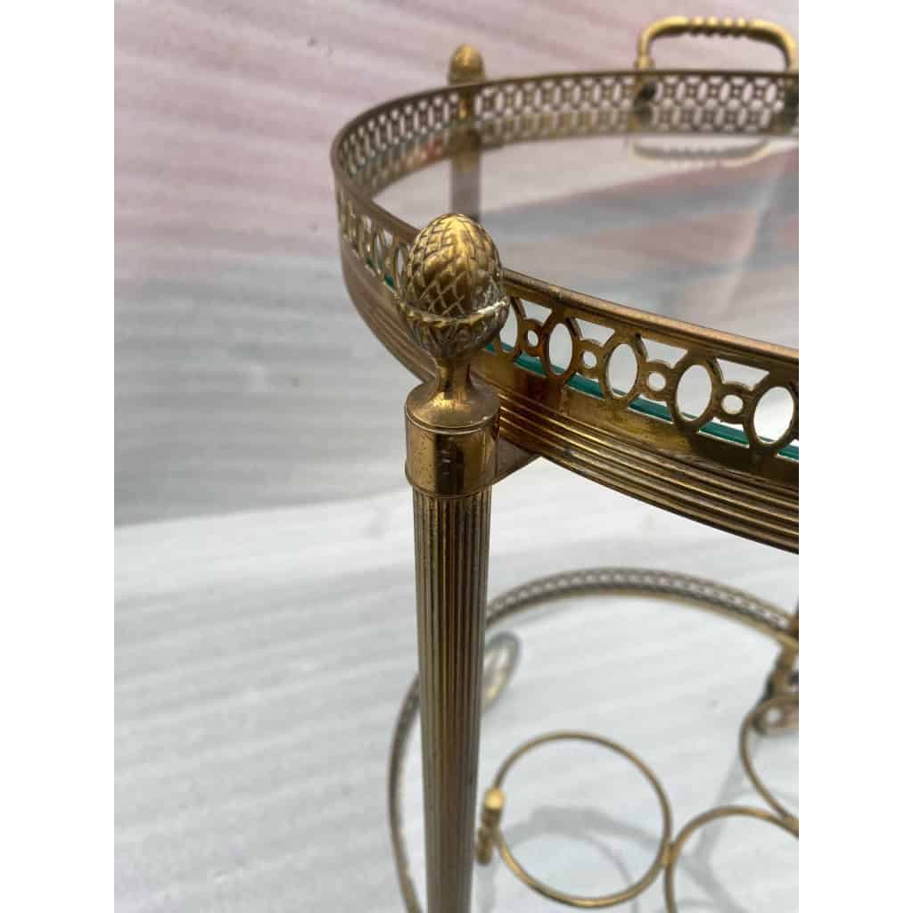 1950/70 Desserte Roulante Ronde Maison Bagués En Bronze Doré | Biron 1950/70 Desserte Roulante Ronde Maison Bagués En Bronze Doré