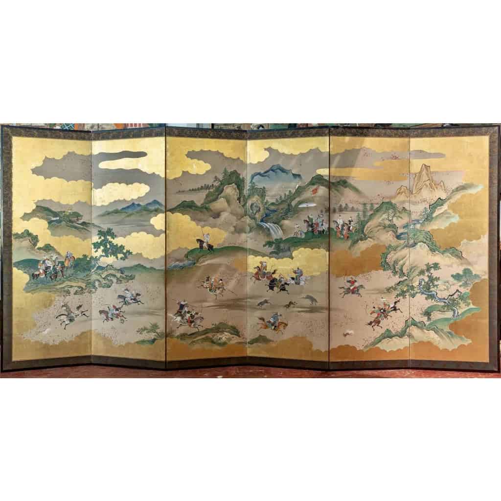Rare Paravent Japonais d’une Scène de Chasse 17/18ème siècle | Biron Rare Paravent Japonais d'une Scène de Chasse 17/18ème siècle