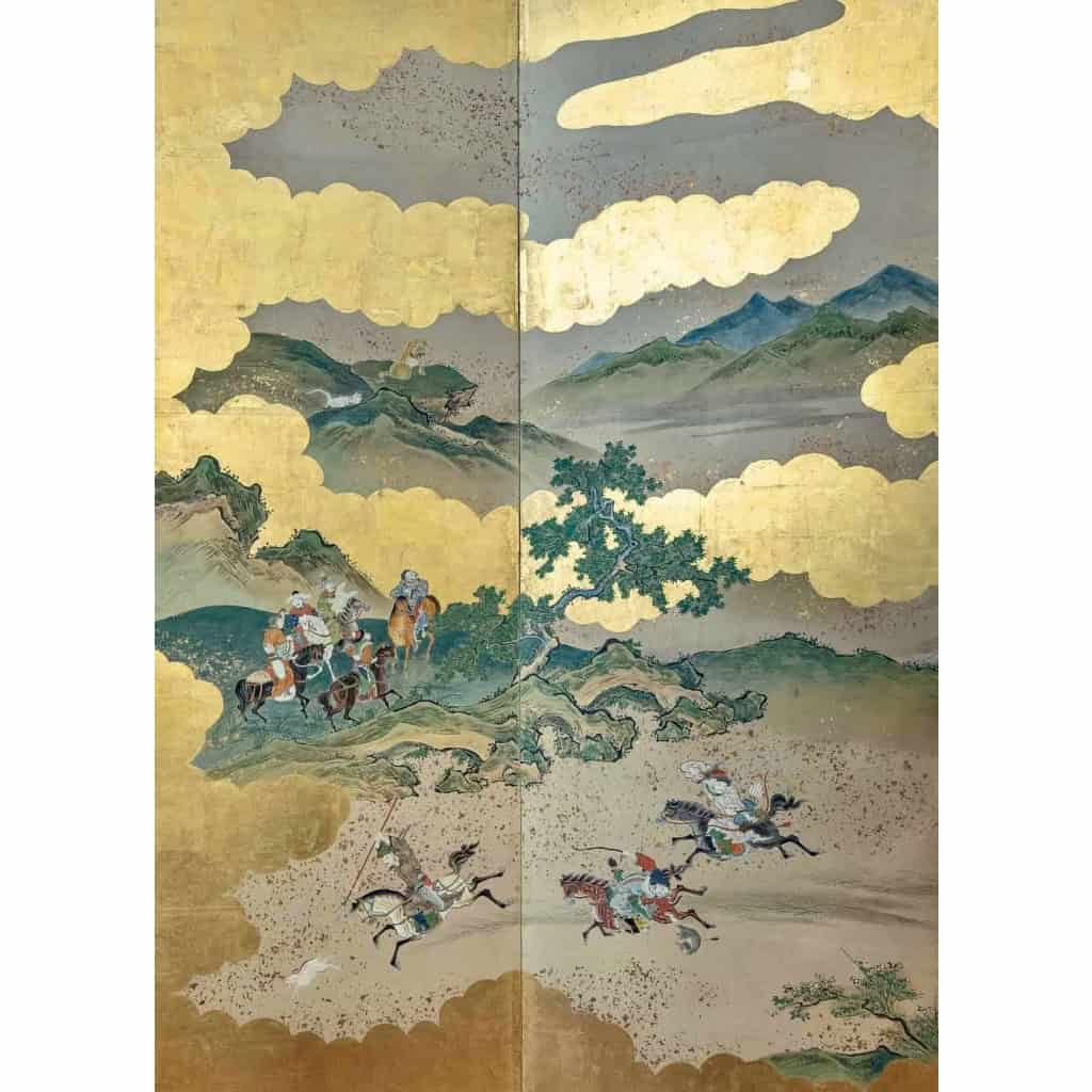 Rare Paravent Japonais d’une Scène de Chasse 17/18ème siècle | Biron Rare Paravent Japonais d'une Scène de Chasse 17/18ème siècle