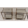 1950/70′ Paire De Bouts De Canapé Rectangulaires Maison Baguès Laiton et Bronze Plateaux Miroirs Oxydés Vieillis et Avec | Biron |||||||