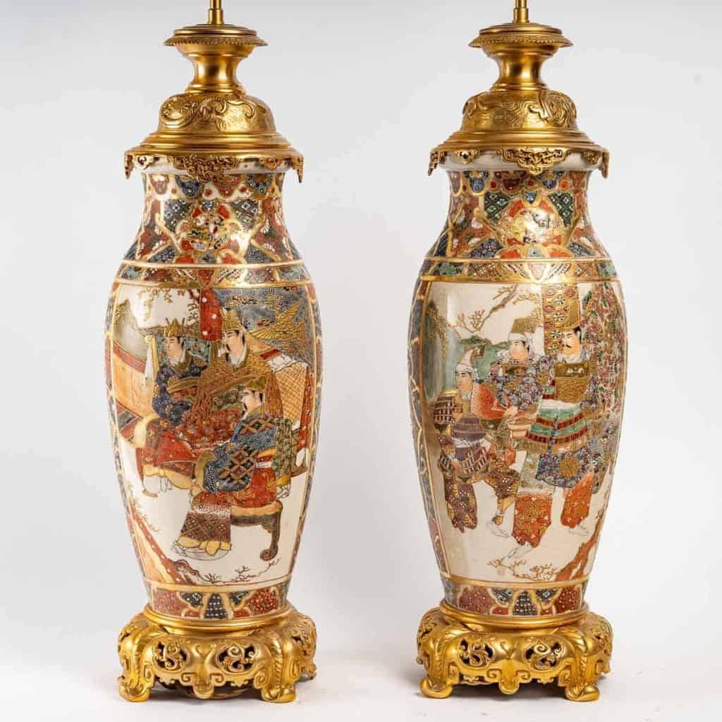 Paire de lampes en porcelaine Satsuma. XIXème siècle. | Biron |||||||||