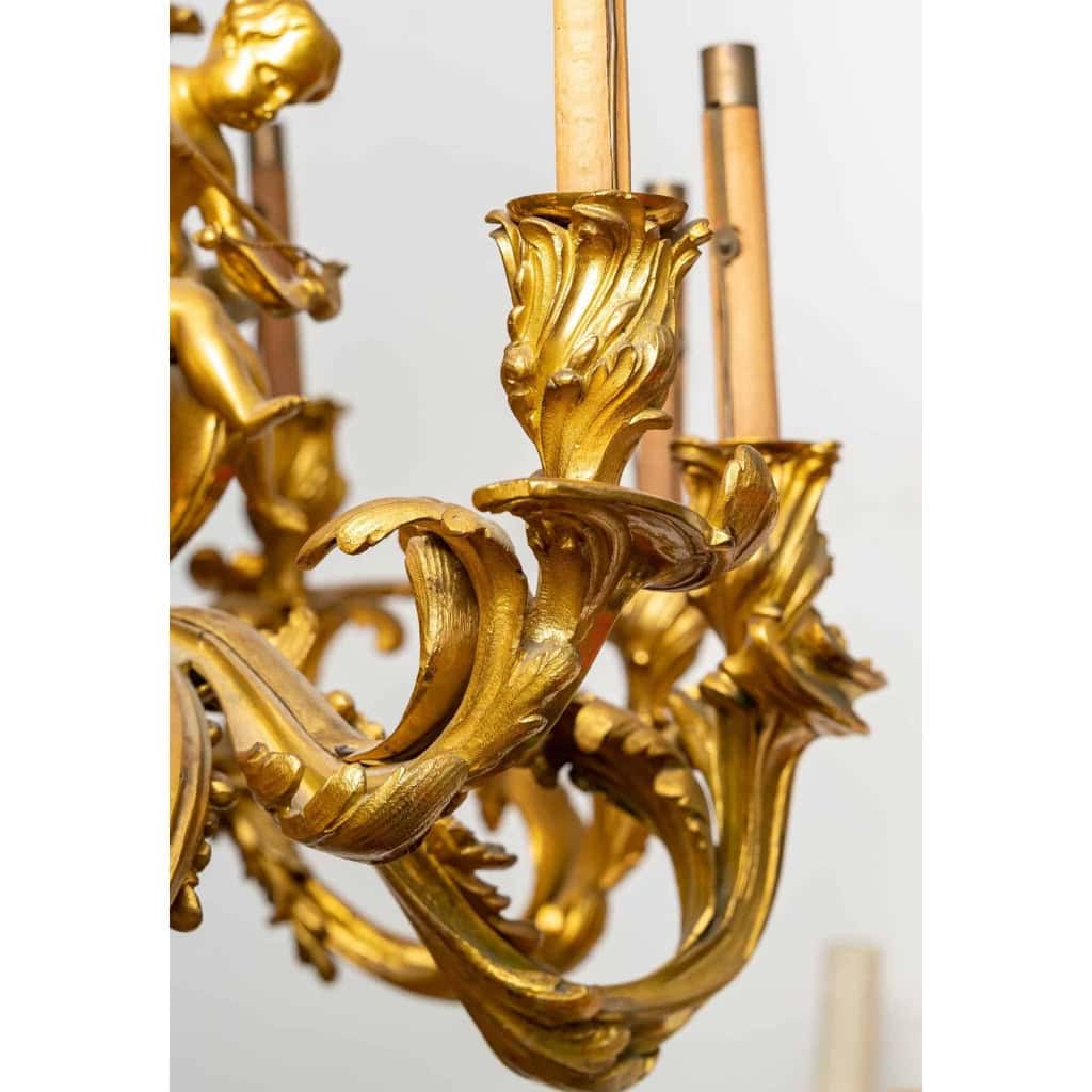 Lustre en bronze doré, XIXème siècle | Biron Lustre en bronze doré, XIXème siècle