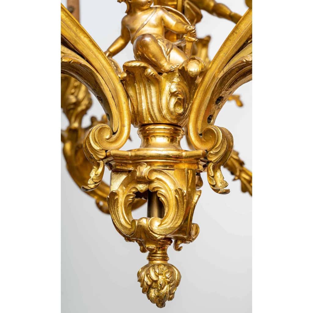 Lustre en bronze doré, XIXème siècle | Biron Lustre en bronze doré, XIXème siècle