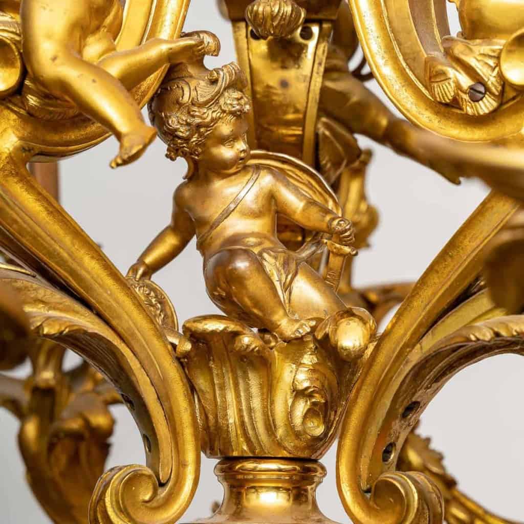 Lustre en bronze doré, XIXème siècle | Biron Lustre en bronze doré, XIXème siècle