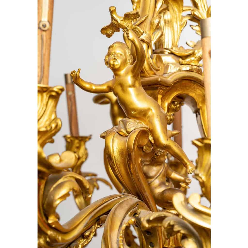 Lustre en bronze doré, XIXème siècle | Biron Lustre en bronze doré, XIXème siècle