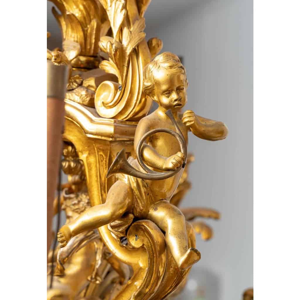 Lustre en bronze doré, XIXème siècle | Biron Lustre en bronze doré, XIXème siècle