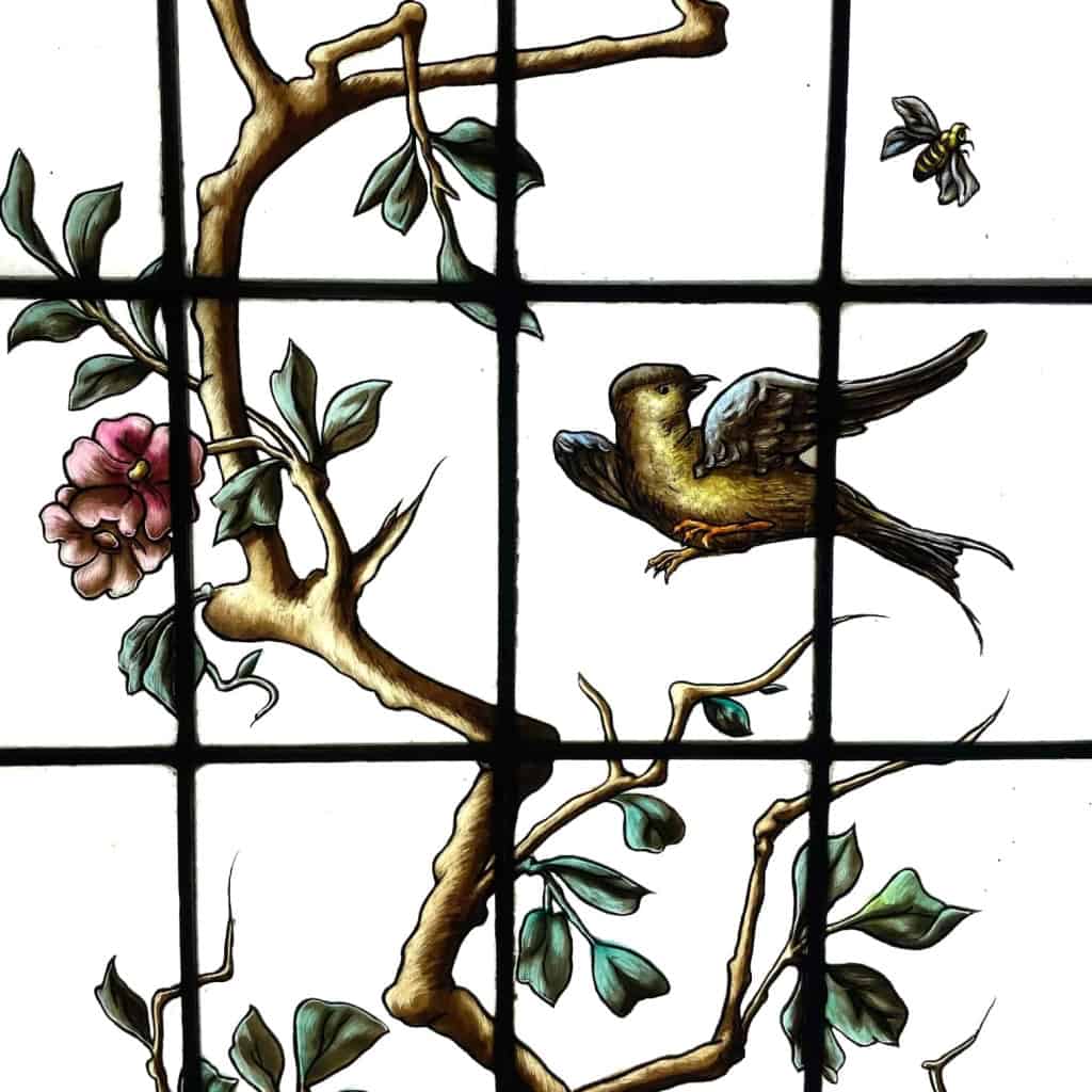 Vitrail héron et libellule | Biron Vitrail héron et libellule