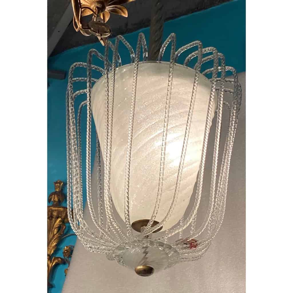 1950/70′ Lustre Cristal Murano Forme Ananas par Barovier & Toso | Biron 1950/70′ Lustre Cristal Murano Forme Ananas par Barovier & Toso