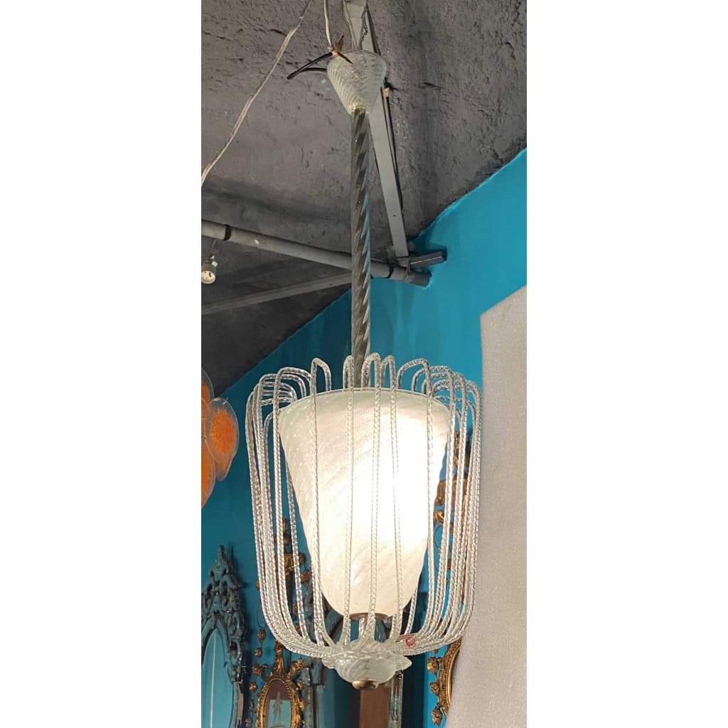 1950/70′ Lustre Cristal Murano Forme Ananas par Barovier & Toso | Biron 1950/70′ Lustre Cristal Murano Forme Ananas par Barovier & Toso